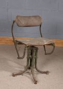 20th Century industrial typists chair, with an adjustable back and seat above four legs, 70cm high