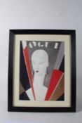 Two Vogue advertising prints, housed in glazed ebonised frames, the largest print 28cm x 38cm (2)