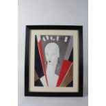 Two Vogue advertising prints, housed in glazed ebonised frames, the largest print 28cm x 38cm (2)