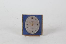 Art Deco type Europa alarm clock, made in Germany, with baton hours and luminous hands, blue