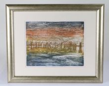 D.G. Hennery, "Beach Huts, Southwold", signed etching, numbered 8/20 and dated '04, housed in a