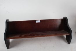 Mahogany table top bookshelf with ebonised sides, 50cm wide