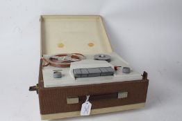 1960's/70's reel to reel tape player, housed within a carrying case, 35cm wide