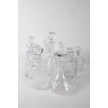Collection of nine various 20th century glass decanters, of various forms, (9)