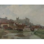 Florence Whittle (act.1925-1940) Townscape with a castle in the background, signed oil on canvas,