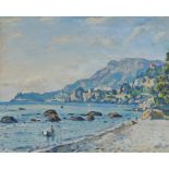 Arthur Ewan Forbes Dalrymple (b.1912) Monte Carlo from Roquebrun, signed oil on board, 60cm x 49cm