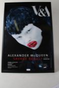 Alexander McQueen V&A exhibition poster, Savage Beauty, 2015, mounted in a glazed ebonised frame,