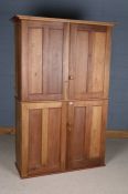 George V period ex-government pine haberdashery cupboard, by Higgs & Hill Ltd., the panelled doors