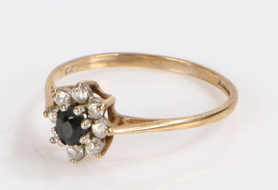 9 Carat Gold and sapphire ring, ring size N, gross weight 1.1g