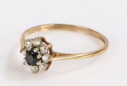 9 Carat Gold and sapphire ring, ring size N, gross weight 1.1g