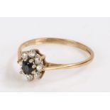 9 Carat Gold and sapphire ring, ring size N, gross weight 1.1g