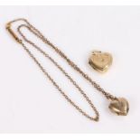 9 Carat Gold heart together with a yellow metal heart locket, gross weight 6.0g