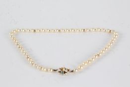 Simulated pearl necklaces with a Yellow metal clasp