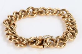 18 carat gold chain link bracelet, the catch with security chain, 27.8g