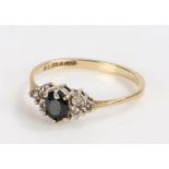 9 Carat gold and sapphire ring, ring size, gross weight 1.1 grams