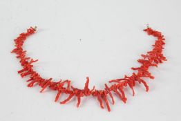 Red coral necklace, 42cm long