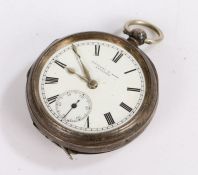 Victorian silver open face pocket watch by Fattorini & Sons Bradford, the signed white enamel dial