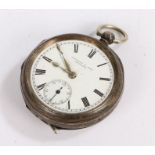 Victorian silver open face pocket watch by Fattorini & Sons Bradford, the signed white enamel dial