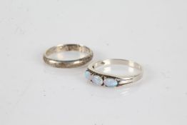 Silver ring set with three opals, ring size P, 1.6g, 835 silver ring, ring size P, 2.1g (2)