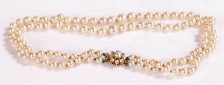 Simulated pearl necklace with a 9 carat gold clasp and two rows of pearls