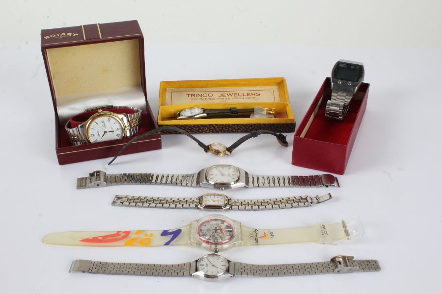 Wristwatches to include Swatch Sydney 2000 Olympics, Seiko Quartz, Lorus, Citizen, etc.  (8)