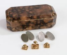 Pair of 9 Carat Gold cuff links together with a single 9 carat gold cuff link gross weight 1.8g, and