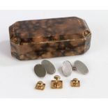Pair of 9 Carat Gold cuff links together with a single 9 carat gold cuff link gross weight 1.8g, and