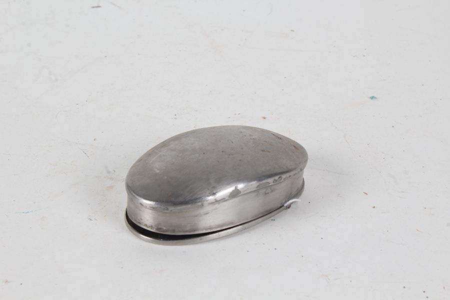 19th century steel snuff box, of oval form and hinged lid, 10cm long