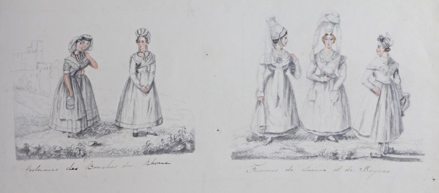 19th Century French album, sketched with a selection of traditional costumes from several French - Image 3 of 3