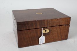 Victorian mahogany writing box, the lid with oval cartouche initialled HAJ, the interior with gilt