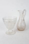 Glass jug with rope twist handle, the body with etched star, arch and column decoration, 28cm