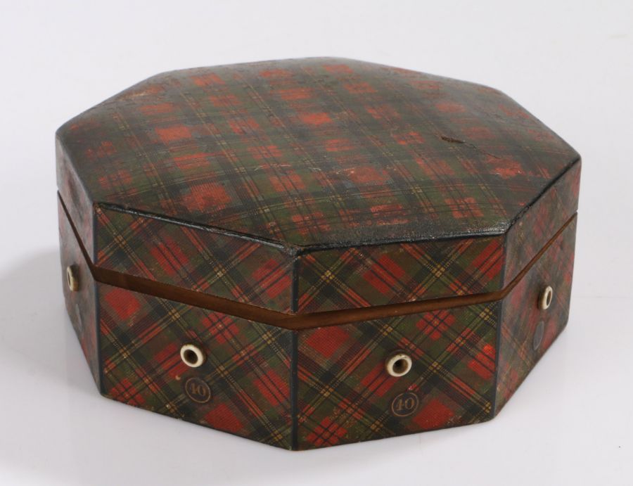 Advertising Tartan ware string box, with the label to the interior of the lid Clark & Co, 11.5cm