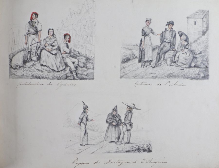 19th Century French album, sketched with a selection of traditional costumes from several French - Image 2 of 3