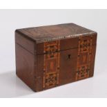 Victorian Walnut and Marquetry inlaid tea caddy, 12.5cm tall 17cm long 11cm deep