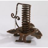 19th Century steel wax stand, with acanthus decoration, 14cm high