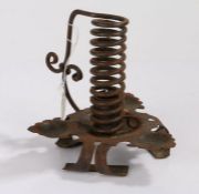 19th Century steel wax stand, with acanthus decoration, 14cm high