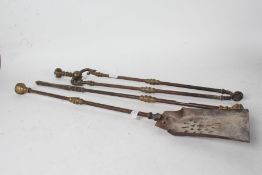 Victorian Brass companion set consisting of poker, tongs and shovel (3)