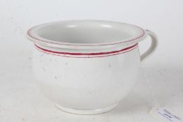 Early 19th Century pearlware vomit pot, with red line decoration, 15cm diameter