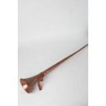 19th Century copper hunting horn, 120cm long