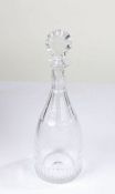 19th century glass decanter, of tall slender form, 37.5cm high including stopper