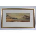 W. Harlings, harbour scene with boats and harbour wall, signed watercolour, housed in a gilt and