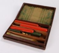 Late Victorian/ Edwardian wax seal set, housed within a gilt tooled leather box