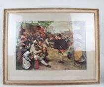 After Pieter Bruegel the Elder, The Peasant Dance, housed in a modern and glazed frame, 56.5cm