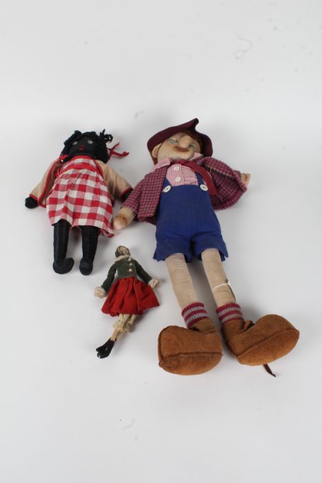 Three early 20th Century rag dolls, of varying sizes, the longest 58cm long (3)