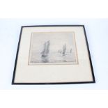 William Lionel Wyllie (1851-1931), sailing boats, signed etching, housed in an ebonised glazed