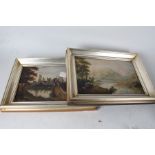 Pair of early 20th century landscapes, the first depicting a castle, it's pair depicting a riverside