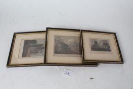 Three Suffolk coloured prints, "Orford Castle", "Blythburgh Church", "Walberswick Church,