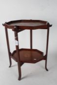Oriental Hardwood folding occasional table, with two detachable tray tiers, 49cm wide, 42.5cm