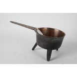 Brass skillet, the handle cast "T.P.B: WATER IV", 40cm wide
