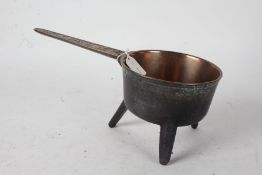 Brass skillet, the handle cast "T.P.B: WATER IV", 40cm wide